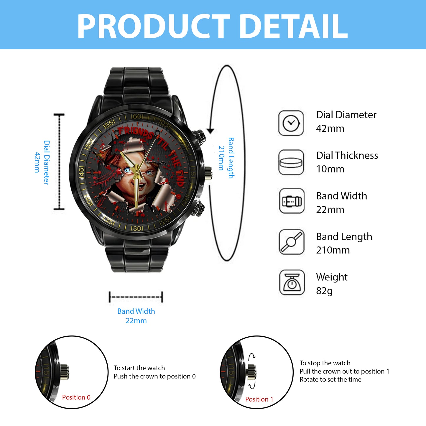 Halloween Horror Movies Personalized Quartz Watch