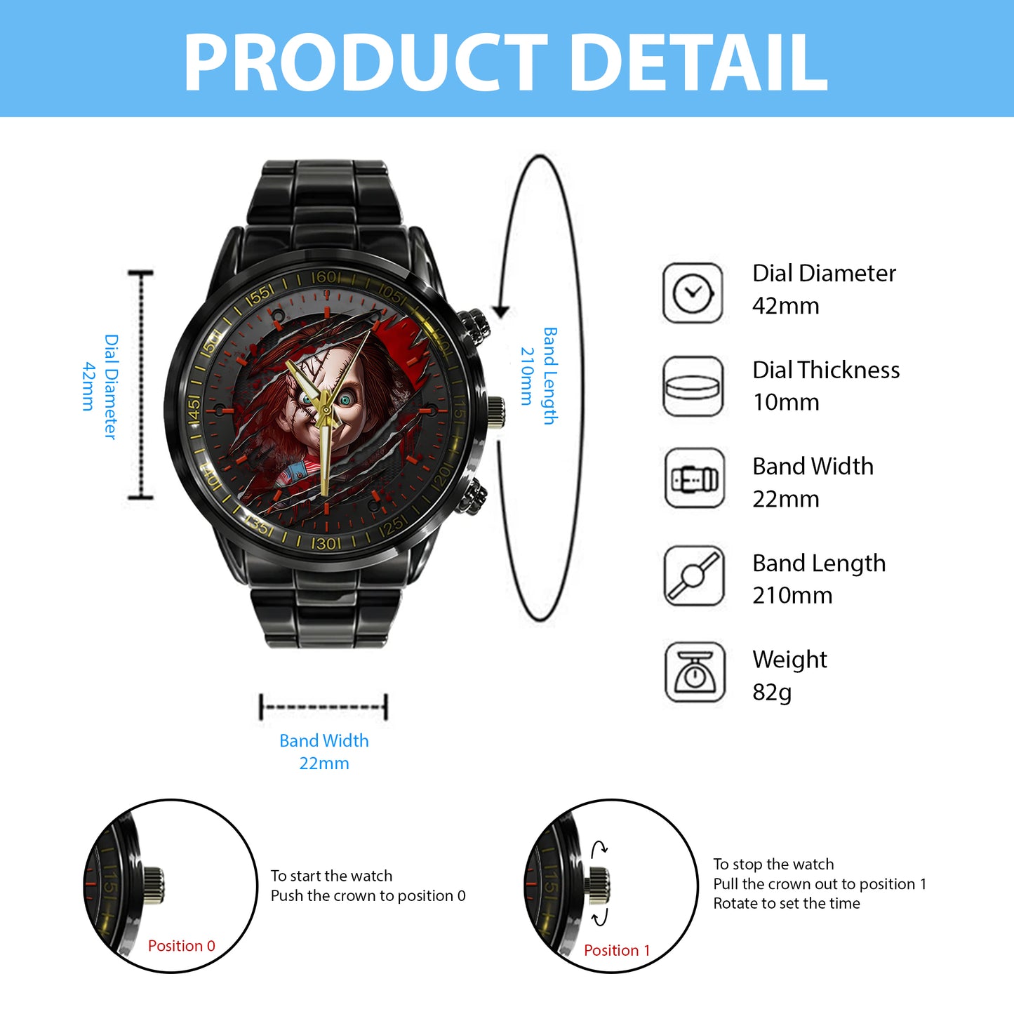Halloween Horror Movies Personalized Quartz Watch