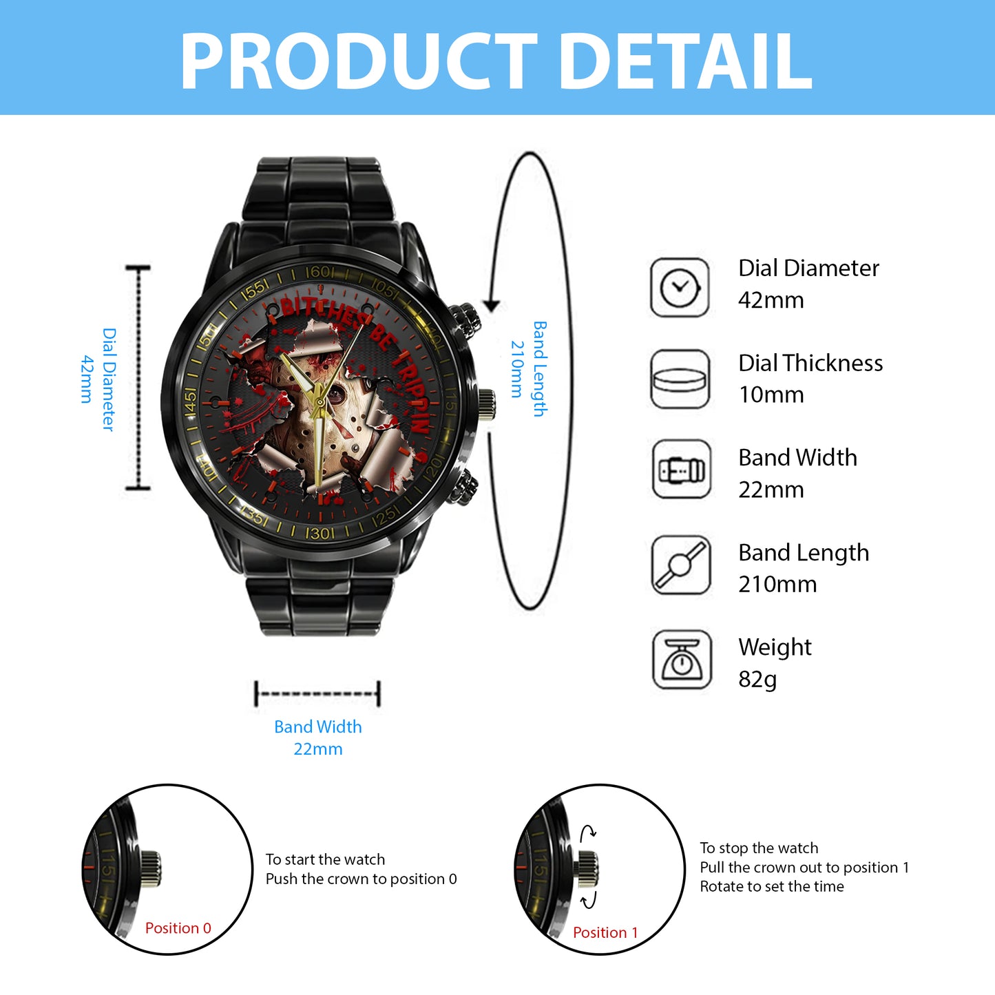Halloween Horror Movies Bitches Are Trippin Personalized Quartz Watch