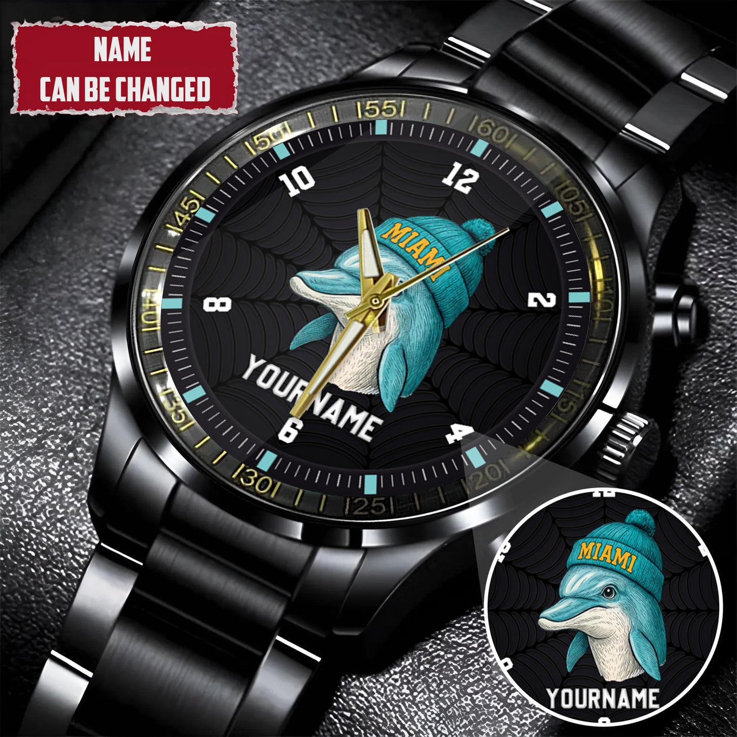 Personalized Retro Mascot Football Custom Name Watch Father's Day Gift For Him