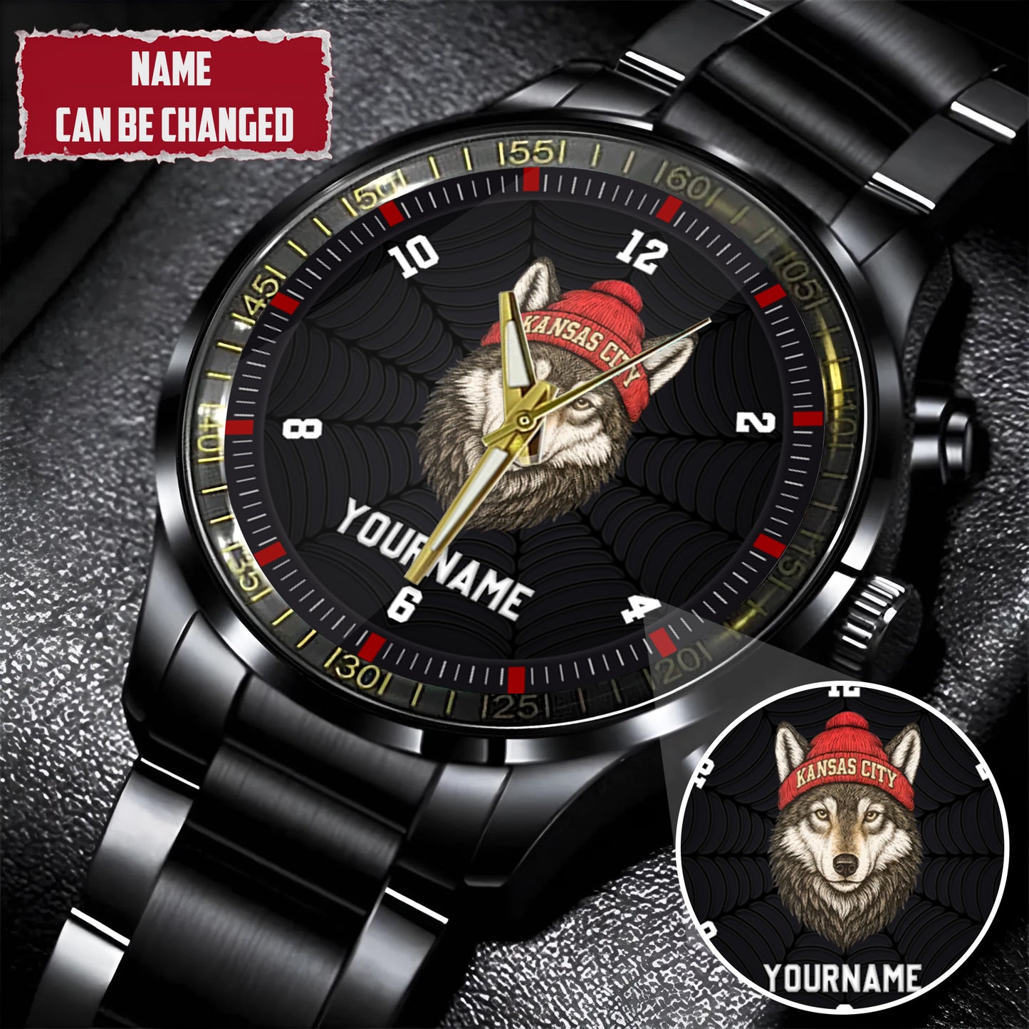 Personalized Retro Mascot Football Custom Name Watch Father's Day Gift For Him