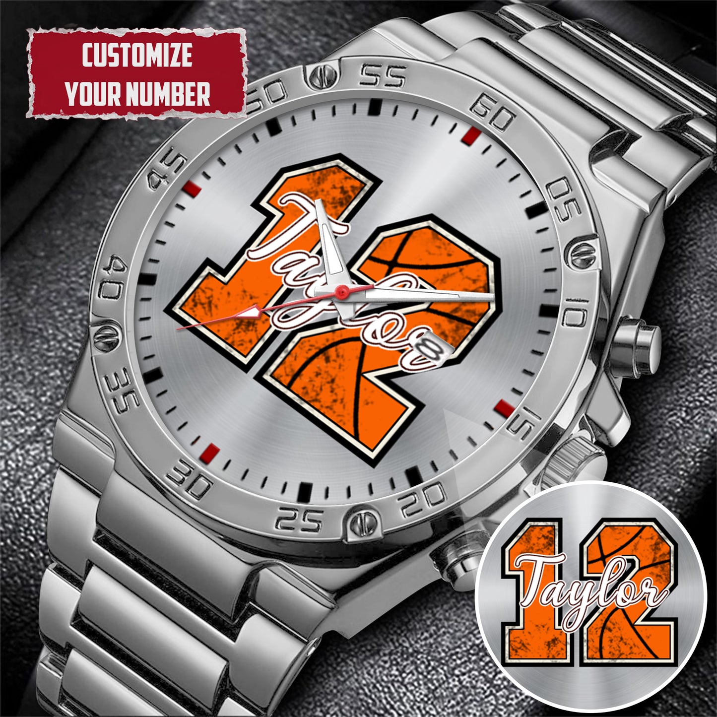 Personalized Basketball Custom Name & Number Watch Father's Day Gift For Him
