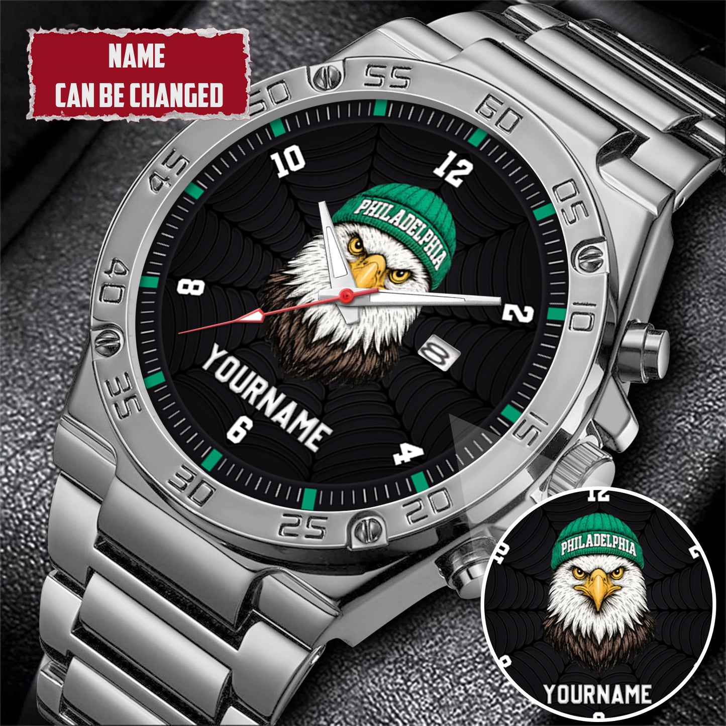 Personalized Retro Mascot Football Custom Name Watch Father's Day Gift For Him