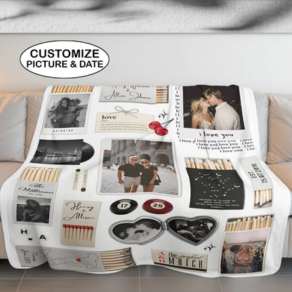 Nostalgia Couple Love Story Matchbook Collage Dopamine Decor - Personalized Poster - Heartfelt Valentine, Anniversary Gift For Him, For Her