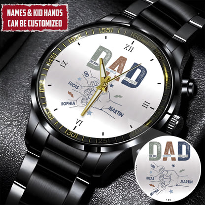 Personalized Dad & Kids Hands Quartz Watch Father's Day Gift For Him