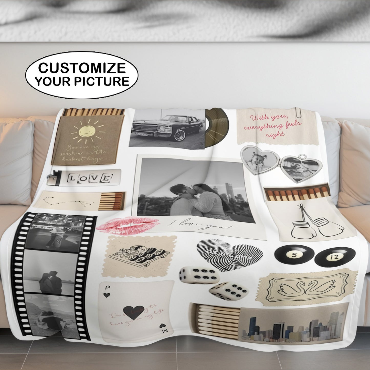 Nostalgia Couple Love Story Matchbook Collage Dopamine Decor - Personalized Poster - Heartfelt Valentine, Anniversary Gift For Him, For Her