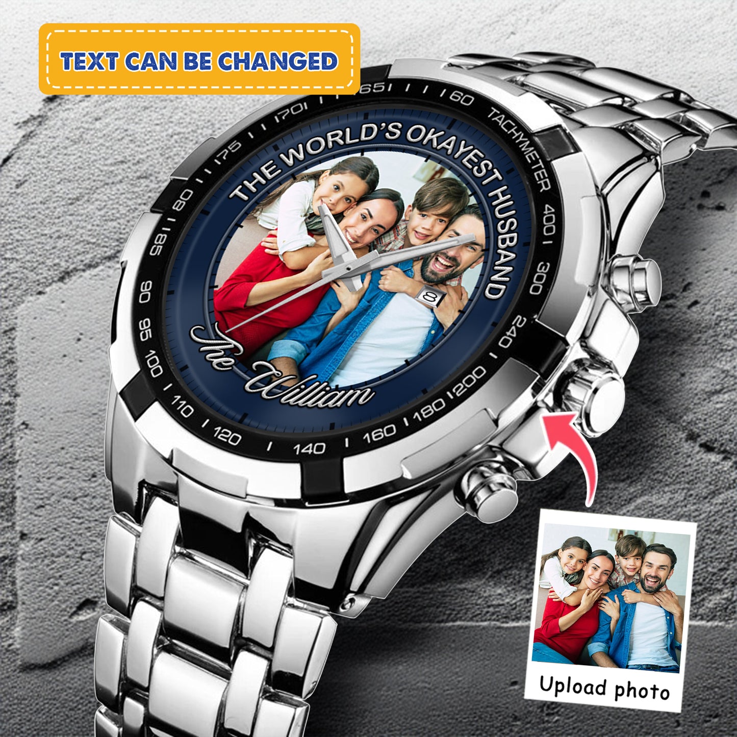 The World's Okayest Husband Personalized Photo Watch