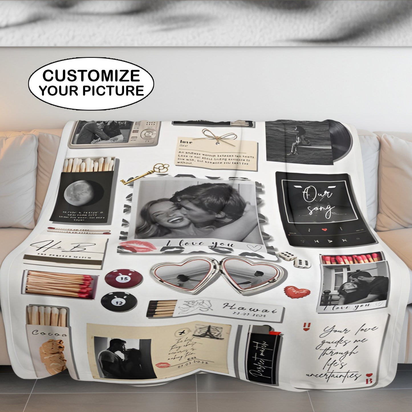 Nostalgia Couple Love Story Matchbook Collage Dopamine Decor - Personalized Poster - Heartfelt Valentine, Anniversary Gift For Him, For Her