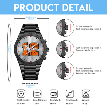 Personalized Basketball Custom Name & Number Watch Father's Day Gift For Him