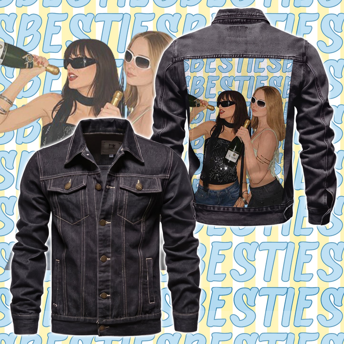 Custom Bestie Photo Denim Jacket