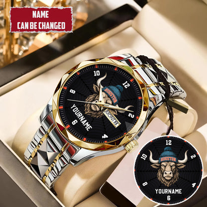 Personalized Retro Mascot Football Custom Name Watch Father's Day Gift For Him