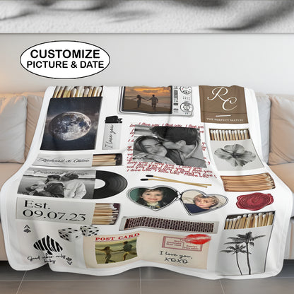 Nostalgia Couple Love Story Matchbook Collage Dopamine Decor - Personalized Poster - Heartfelt Valentine, Anniversary Gift For Him, For Her