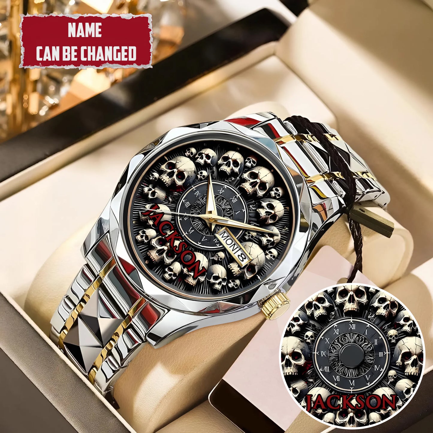 Personalized Halloween Skull Custom Name Quartz Watch