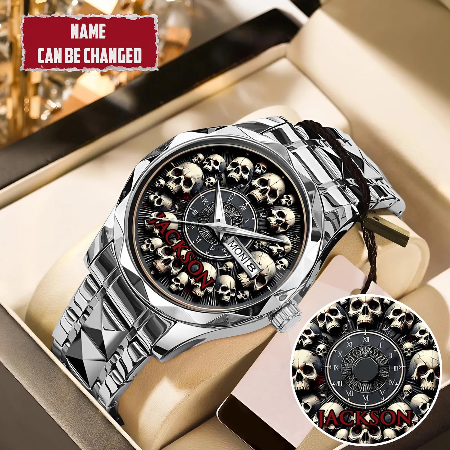Personalized Halloween Skull Custom Name Quartz Watch