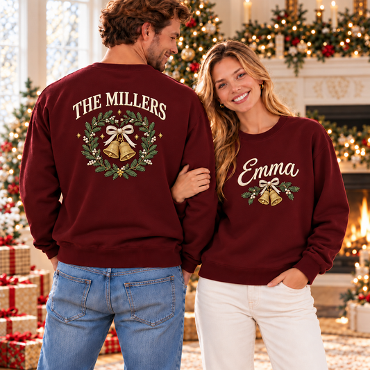 Personalized Christmas Family Sweatshirts, Custom Family Name Matching Christmas Sweatshirt