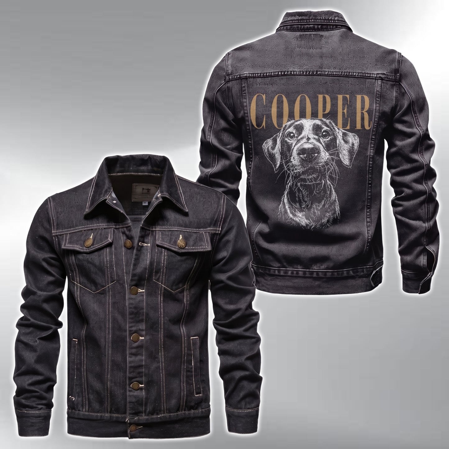 Custom Pet's Photo & Name Denim Jacket