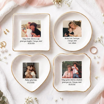 Personalized Mom Photo Jewelry Dish: Ceramic Trinket Tray Gift for Mom, Thank You Grandma, Birthday Ring Dish Gift, Mom Gift from Daughter
