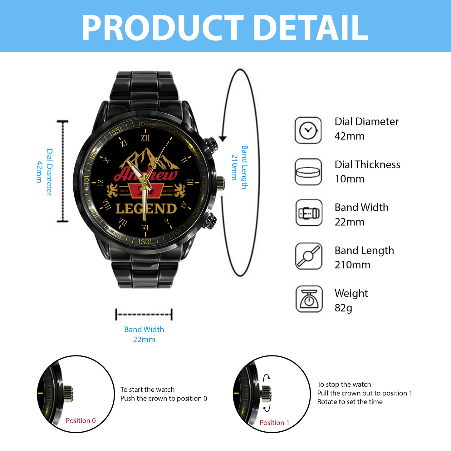Father's Day Gift For Dad Custom Name The Man The Myth The Legend Limited Edition Watch