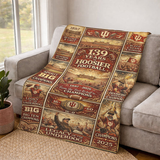 Indiana Hoosier Football 139 Years Anniversary Vintage Art Blanket