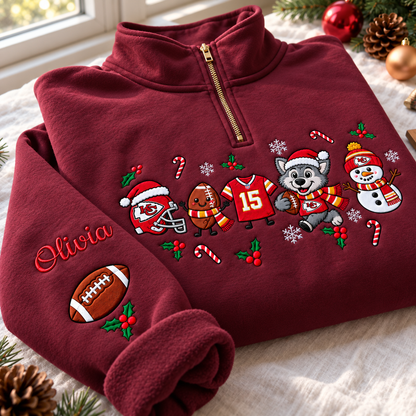Personalized Embroidered Custom Name Football Team Sweatshirt, Quarter-Zip Sweatshirt