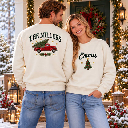 Personalized Christmas Family Sweatshirts, Custom Family Name Matching Christmas Sweatshirt