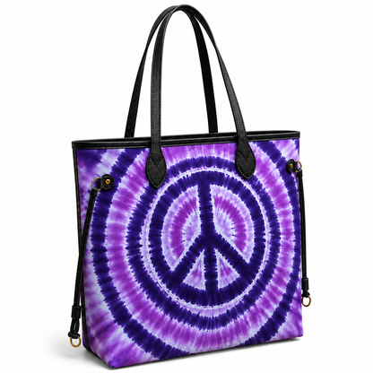 Vibrant Tie-Dye Spiral Purple Women's Large PU Bag