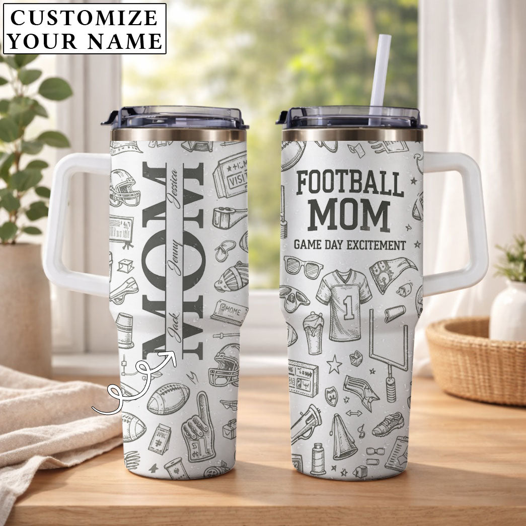 Football Mom Game Day Excitement - Personalized 40oz Tumbler