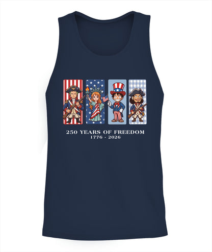 One Piece 250 Years of Freedom 1776–2026 Patriotic Printed Graphic Hoodie Sweatshirt T-Shirt