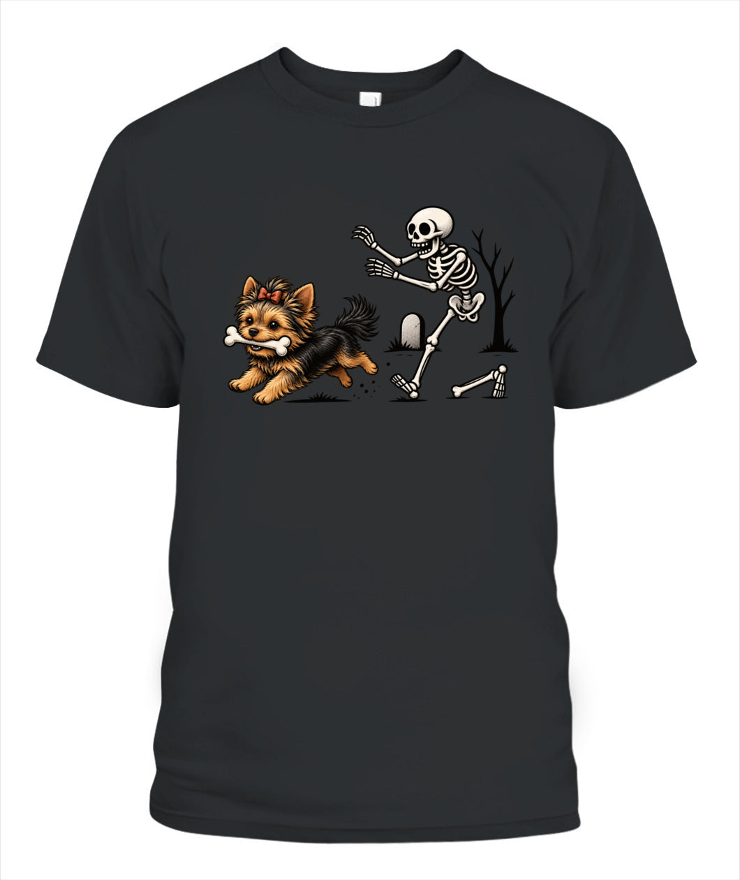 Halloween Dog & Skeleton Printed Graphic Sweatshirt T-Shirt
