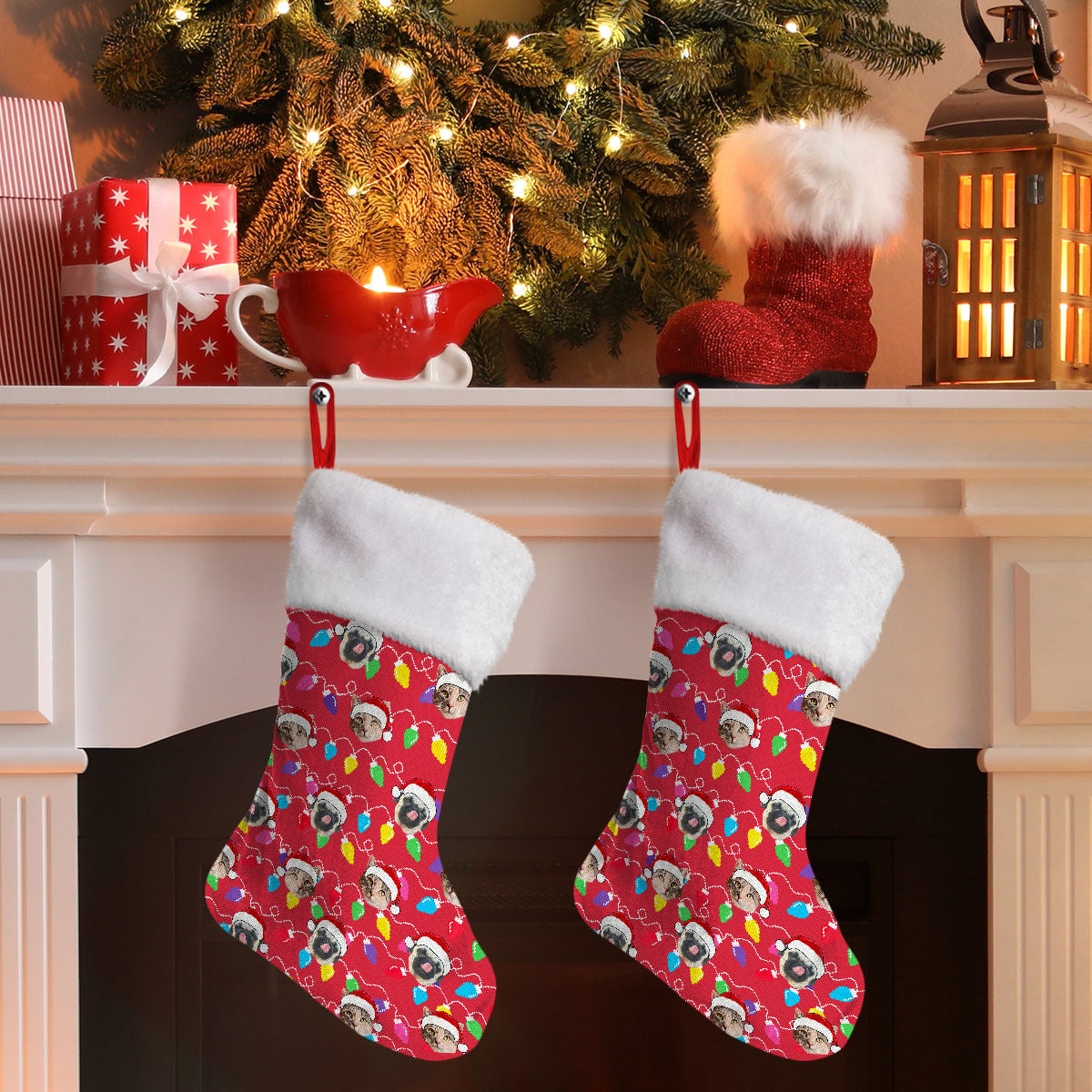 Personalized Pet Dog Cat Christmas Light Imitation Knitted Pet Stockings