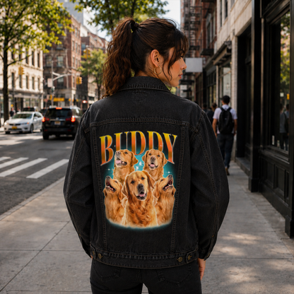 Custom Pet's Photo & Name Denim Jacket