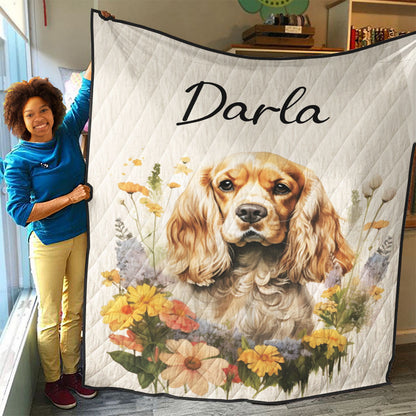 Personalized Pet Flower Christmas Quilt