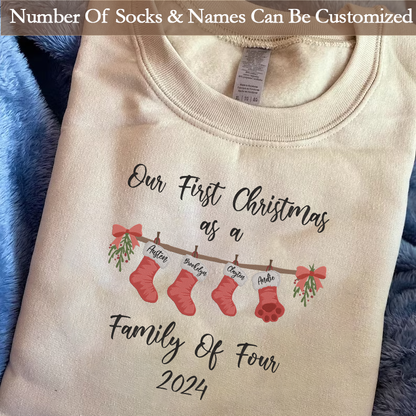 Christmas Personalized First Christmas as a Family Custom Hoodie Sweatshirt T-Shirt