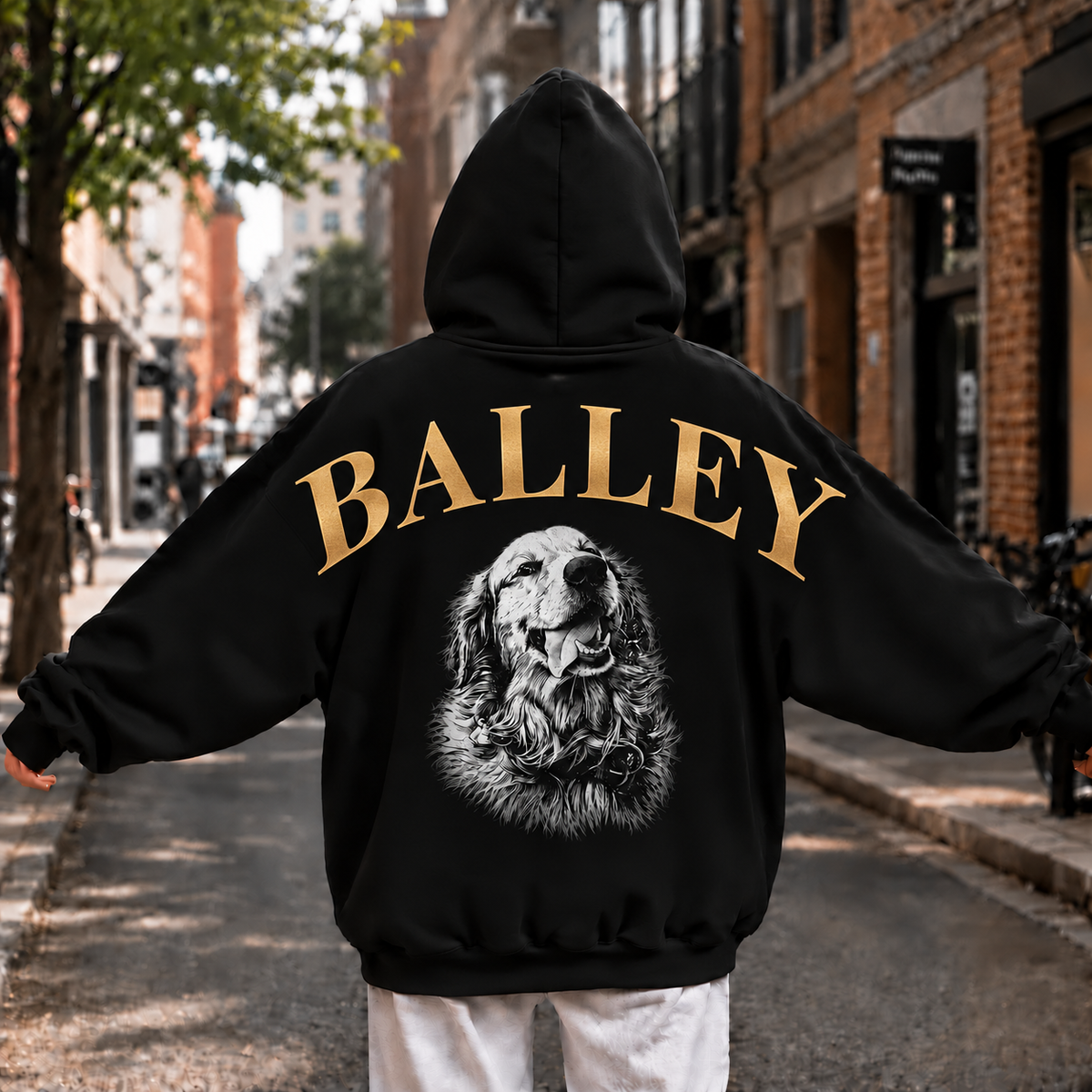 Personalized Dog Portrait Hoodie – Custom Pet Name & Photo, Dog Lover Gift, Pet Memorial Sweatshirt