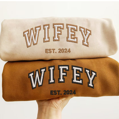 Personalized Embroidered WIFEY Hoodie Sweatshirt T-Shirt