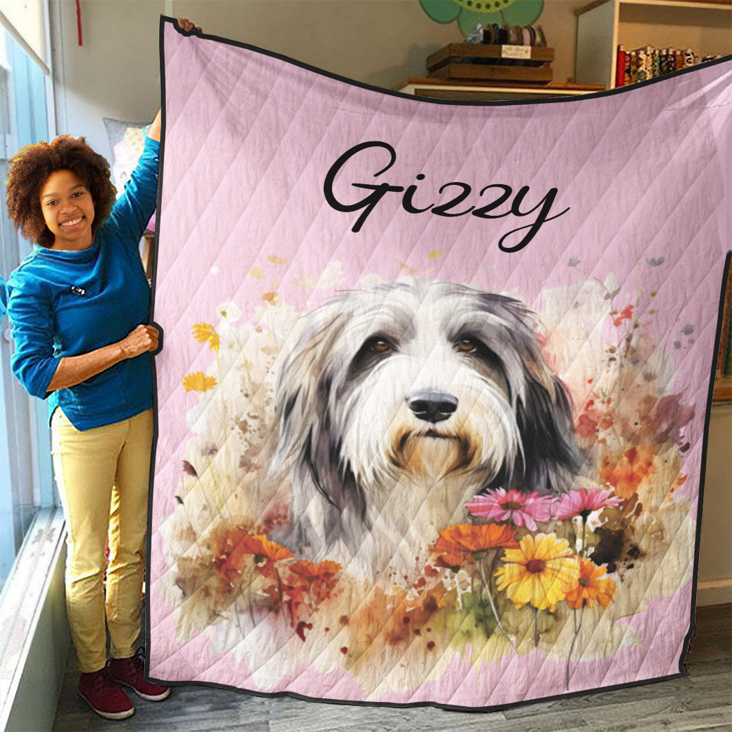 Personalized Pet Flower Christmas Quilt