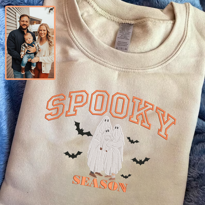 Halloween Personalized Embroidered Family Photo Hoodie Sweatshirt T-Shirt