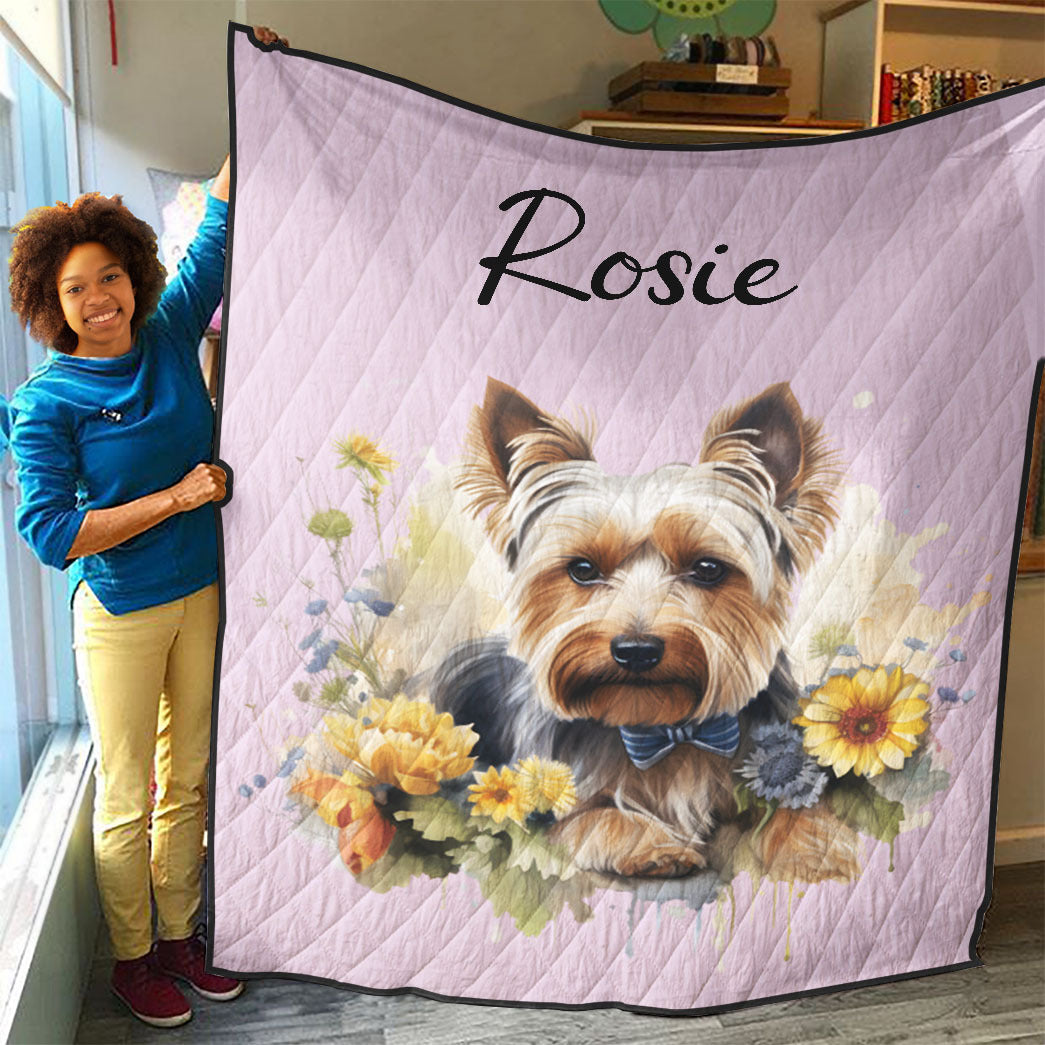 Personalized Pet Flower Christmas Quilt