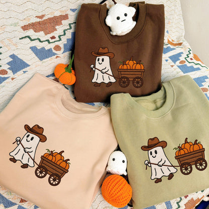 Halloween Personalized Embroidered Ghost Hoodie Sweatshirt T-Shirt