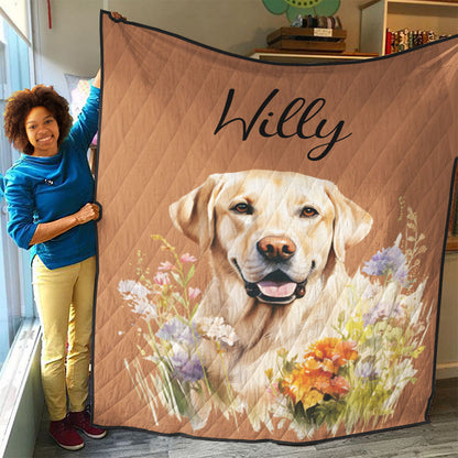 Personalized Pet Flower Christmas Quilt