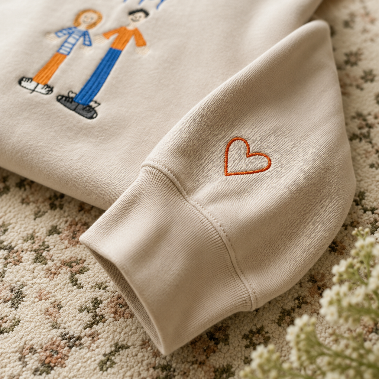 Embroidered Custom Kids Photo Drawing Sweatshirt, Drawing Keepsake Gift, Personalized Photo Crewneck, Unique Gift for Mom Dad