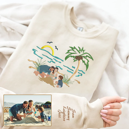 Summer Personalized Embroidered Family Photo Hoodie Sweatshirt T-Shirt