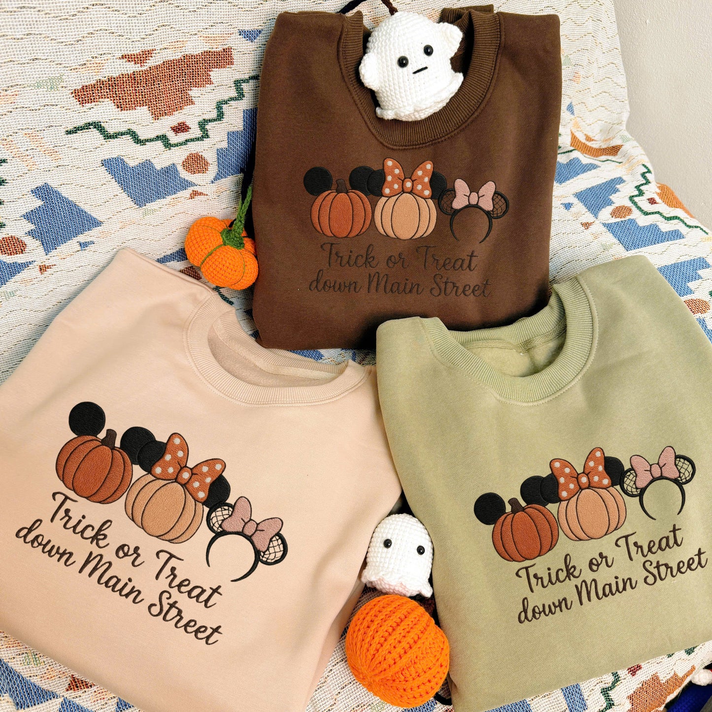Halloween Personalized Embroidered Trick Or Treat Down Main Street Hoodie Sweatshirt T-Shirt
