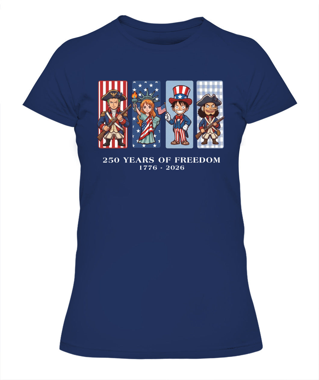 One Piece 250 Years of Freedom 1776–2026 Patriotic Printed Graphic Hoodie Sweatshirt T-Shirt