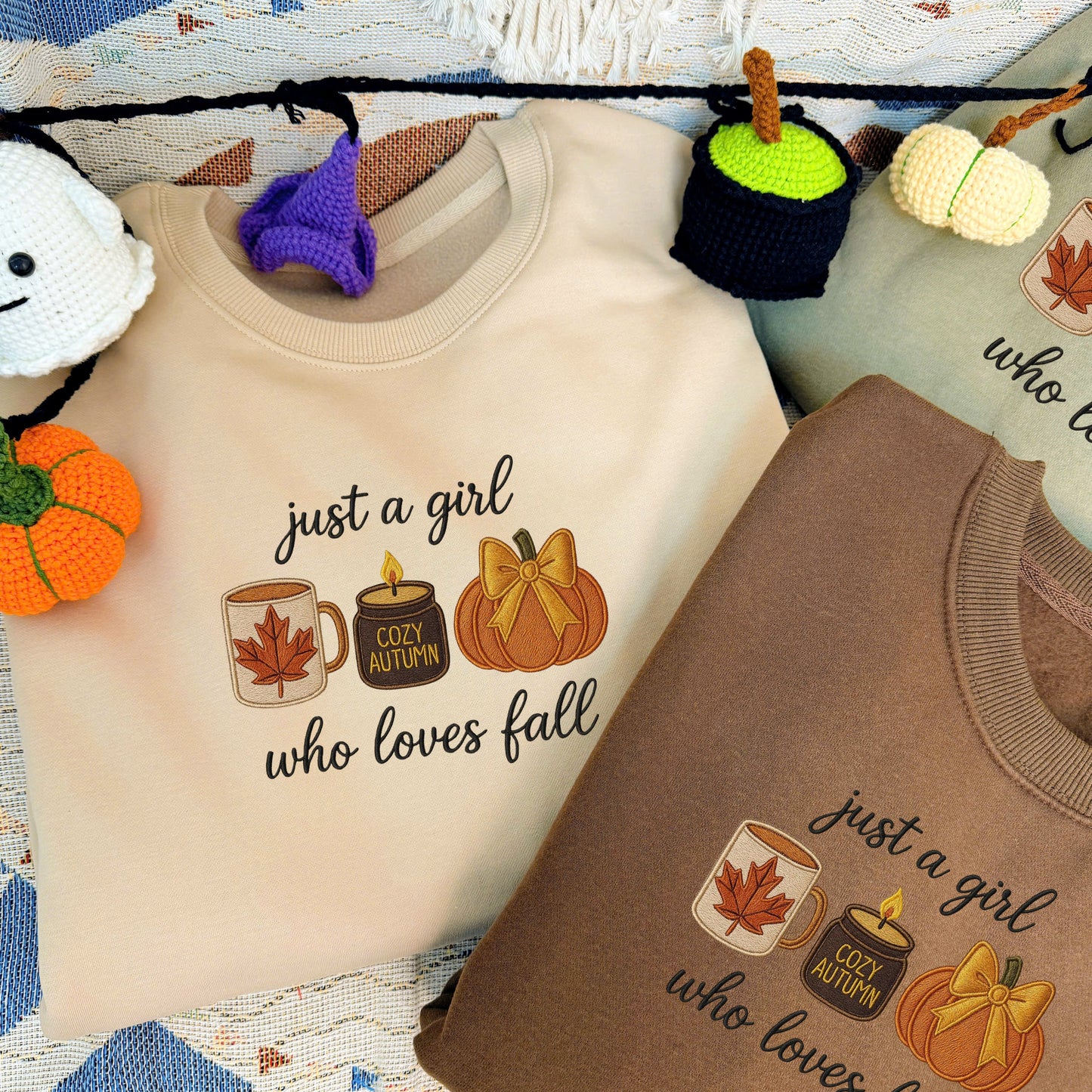 Halloween Personalized Embroidered Just A Girl Who Loves Fall Hoodie Sweatshirt T-Shirt