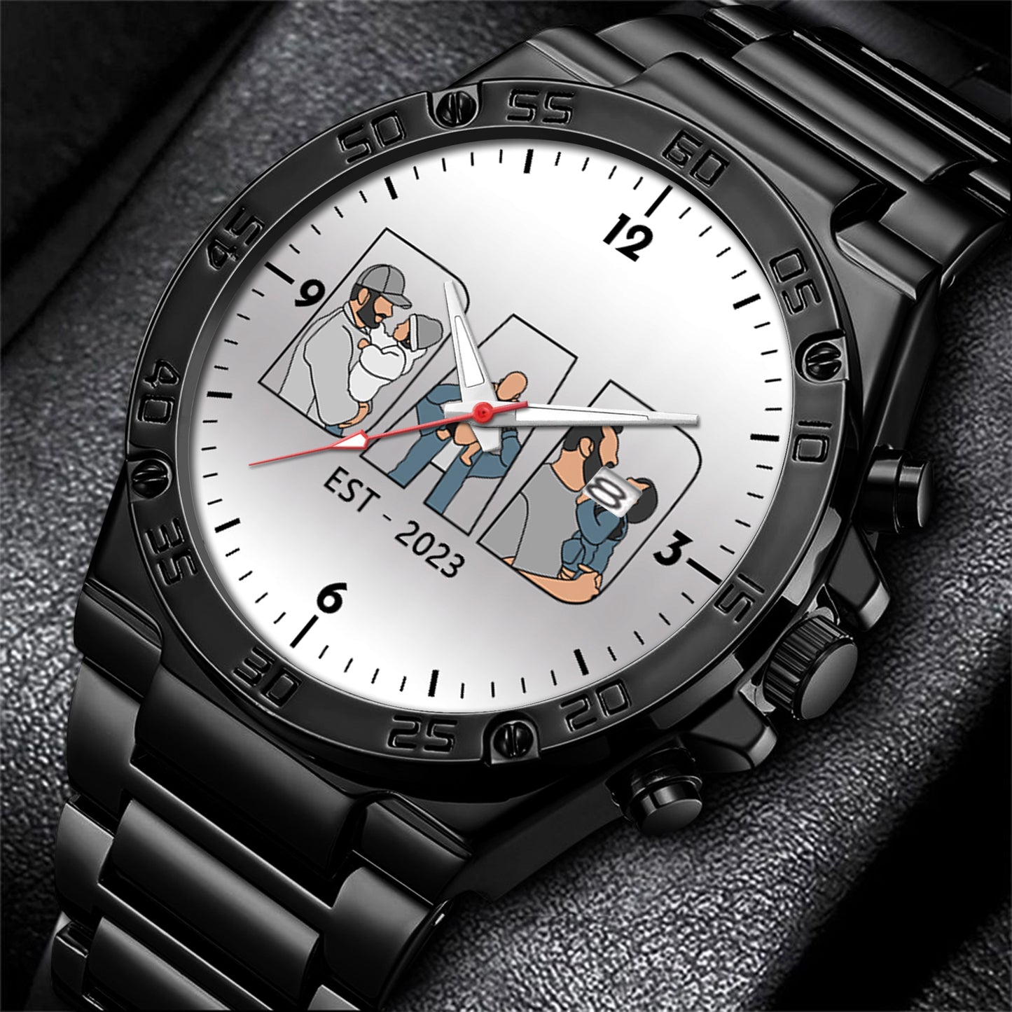 Father's Day Gift For Dad Personalized Alloy Quartz Watch with 3 Family Photos for Dad