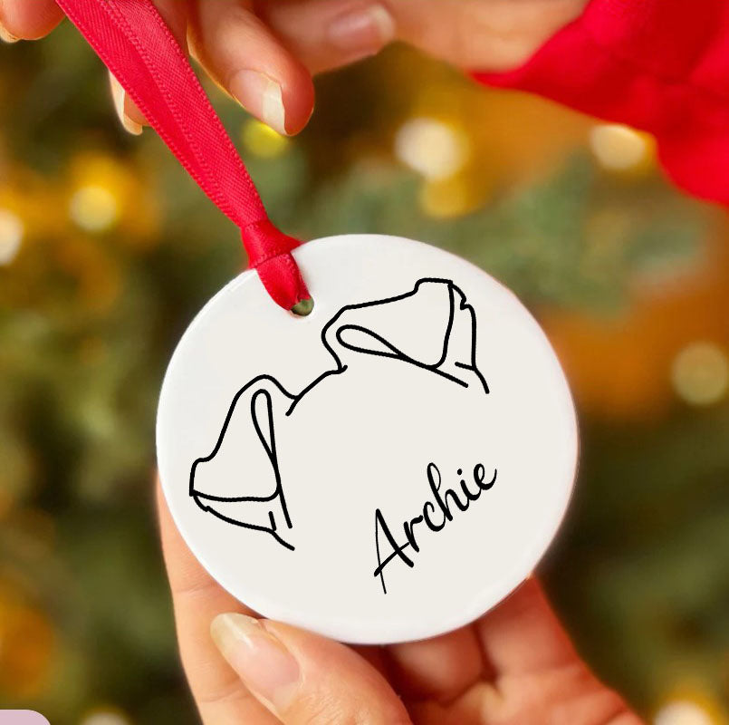 Personalized Dog Ear Custom Ceramic Ornament