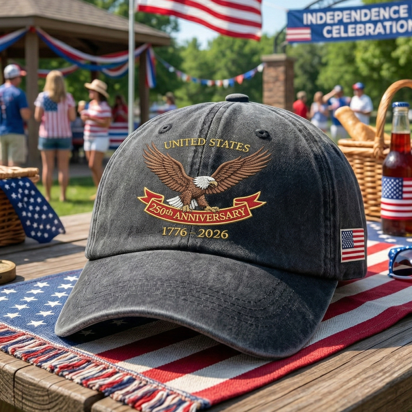 Embroidered 250th USA Independence Day Dyed Cap