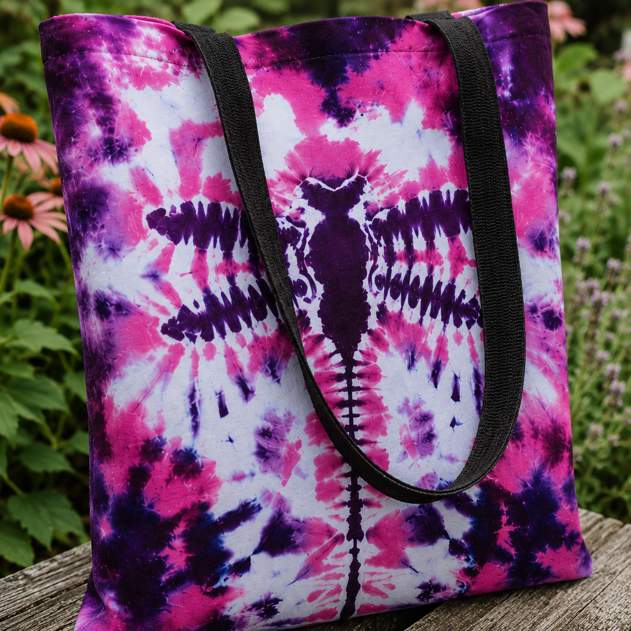Dragonfly Tie Dye Purple Tote Bag