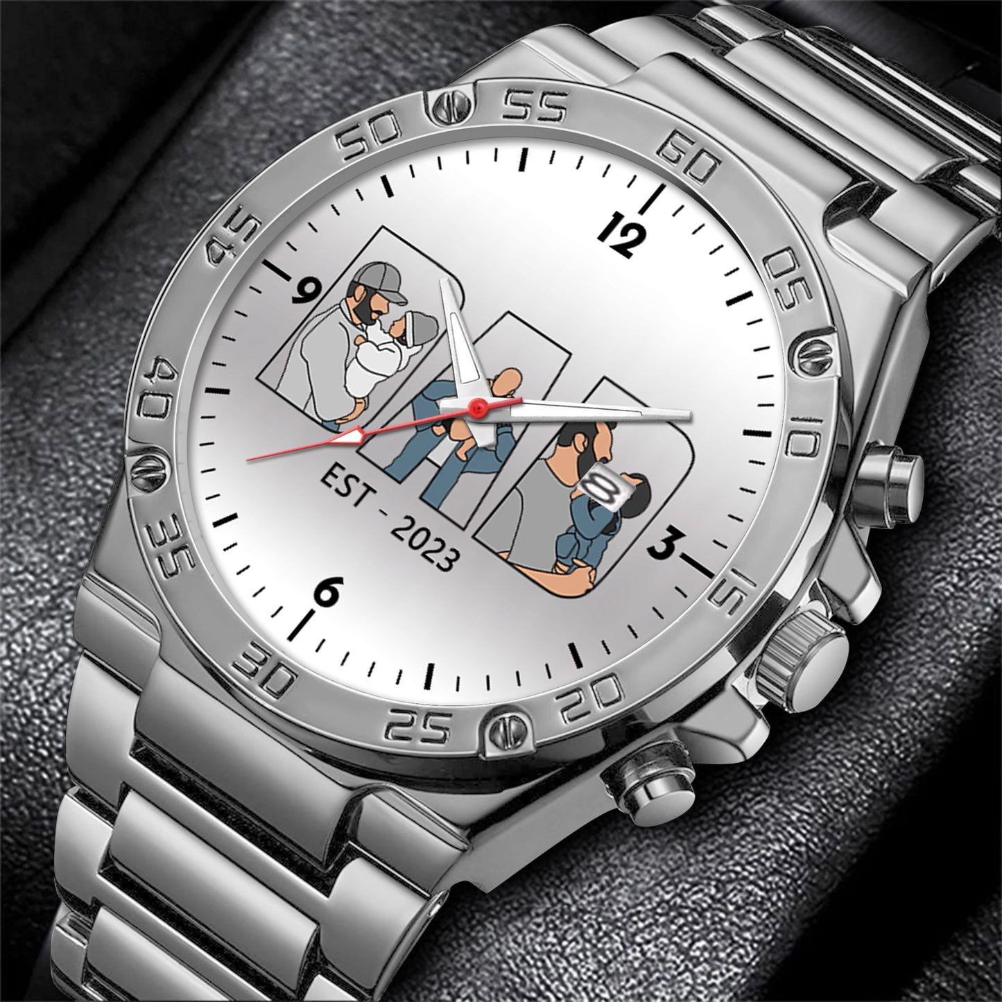 Father's Day Gift For Dad Personalized Alloy Quartz Watch with 3 Family Photos for Dad